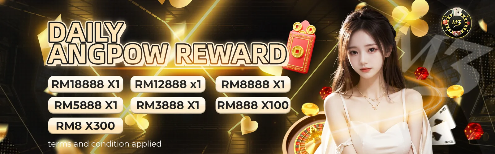 Promotion M3 Online Casino Angpow Reward